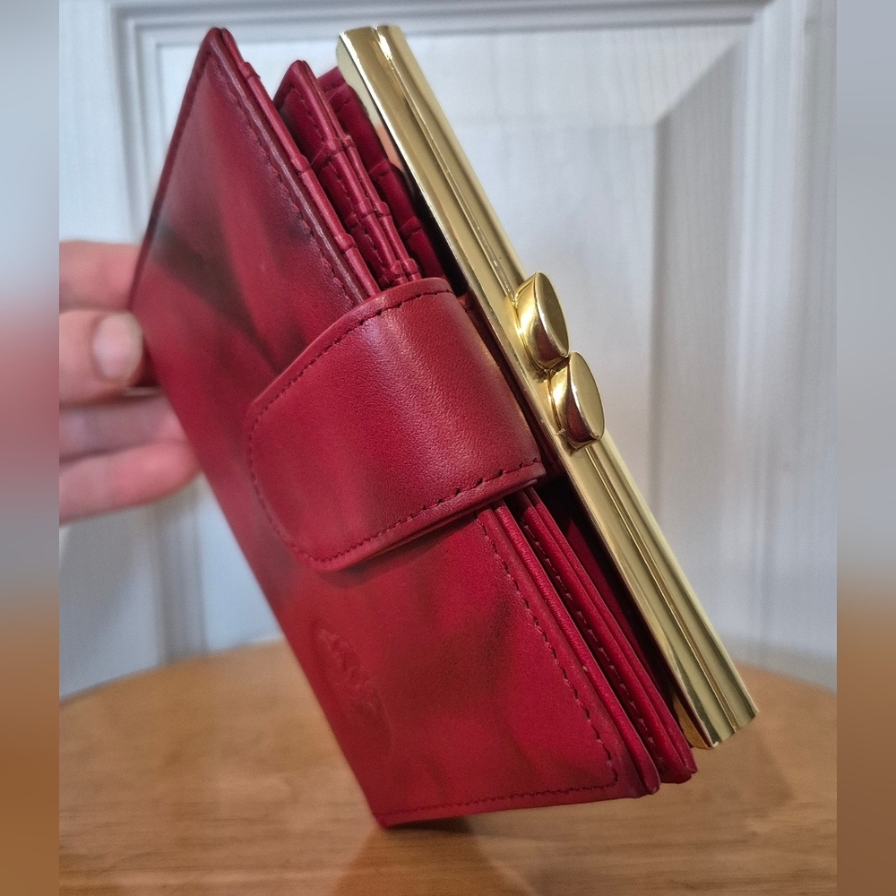 Julia Buxton Heiress Red Leather Double Cardex Crunch Wallet